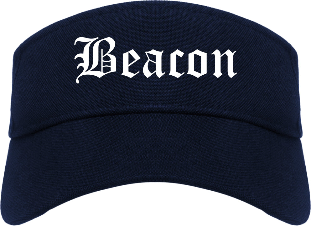 Beacon New York NY Old English Mens Visor Cap Hat Navy Blue