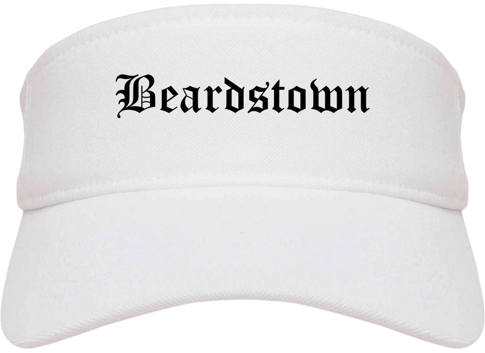 Beardstown Illinois IL Old English Mens Visor Cap Hat White