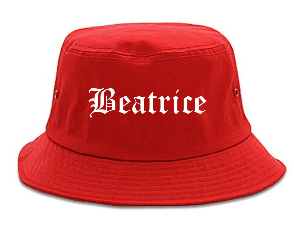 Beatrice Nebraska NE Old English Mens Bucket Hat Red