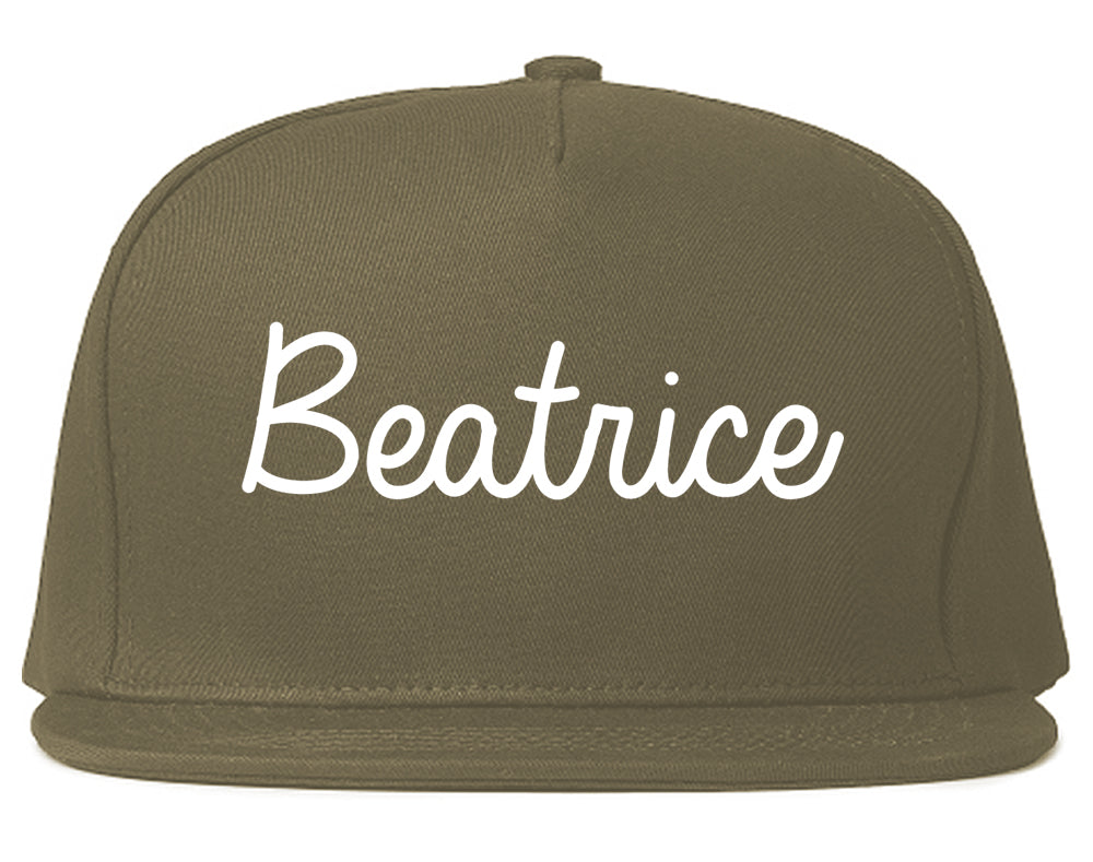 Beatrice Nebraska NE Script Mens Snapback Hat Grey