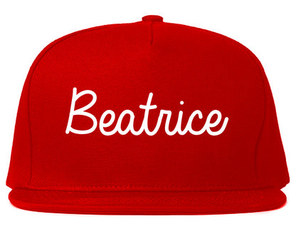 Beatrice Nebraska NE Script Mens Snapback Hat Red