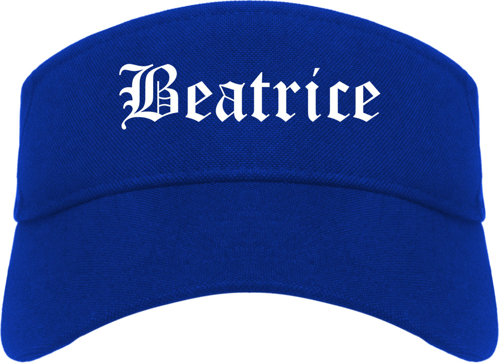 Beatrice Nebraska NE Old English Mens Visor Cap Hat Royal Blue