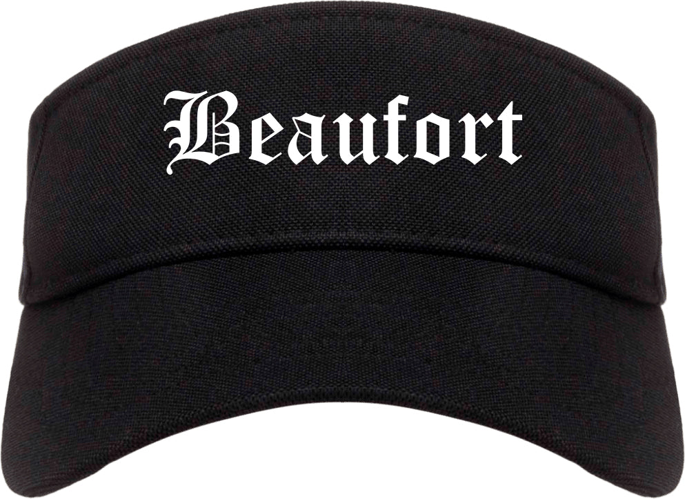 Beaufort South Carolina SC Old English Mens Visor Cap Hat Black