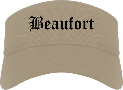 Beaufort South Carolina SC Old English Mens Visor Cap Hat Khaki