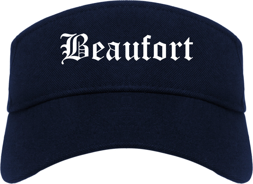 Beaufort South Carolina SC Old English Mens Visor Cap Hat Navy Blue