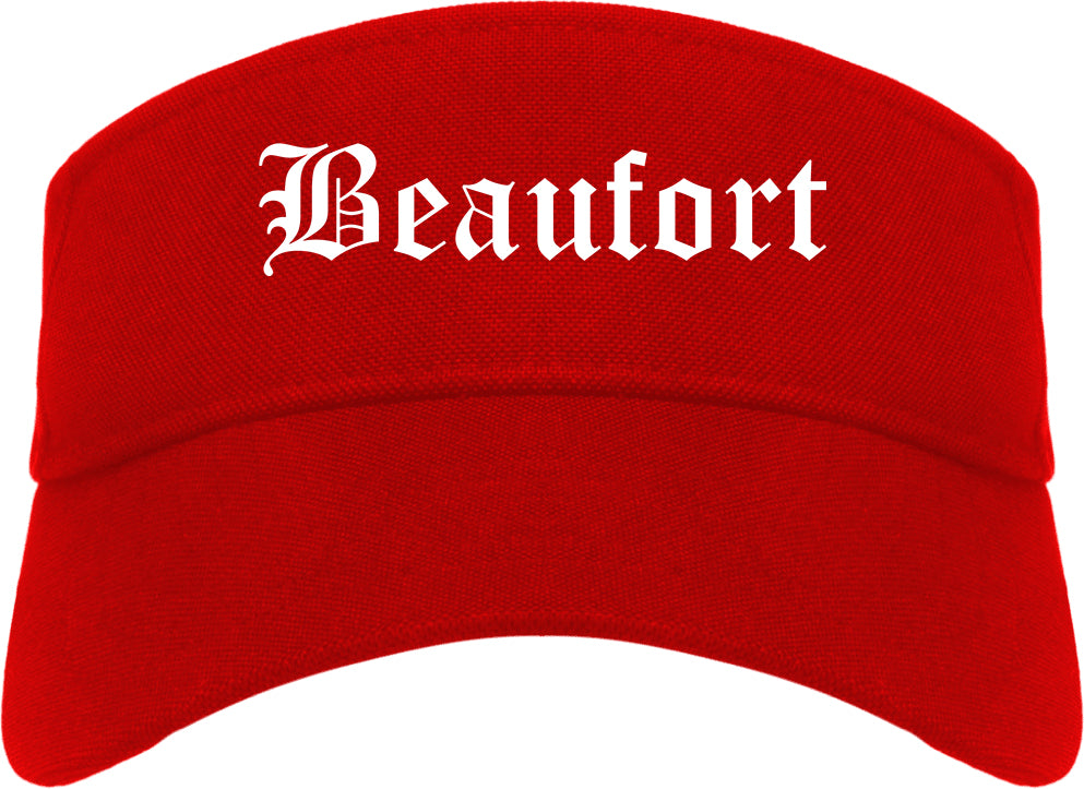 Beaufort South Carolina SC Old English Mens Visor Cap Hat Red
