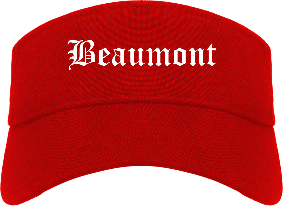 Beaumont California CA Old English Mens Visor Cap Hat Red