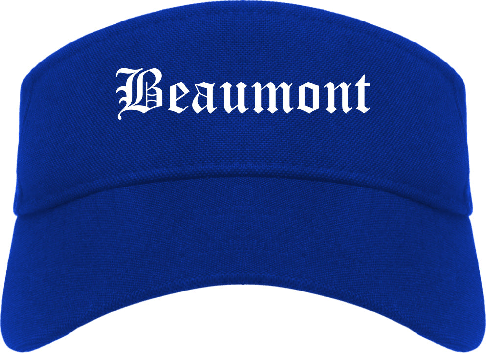 Beaumont California CA Old English Mens Visor Cap Hat Royal Blue