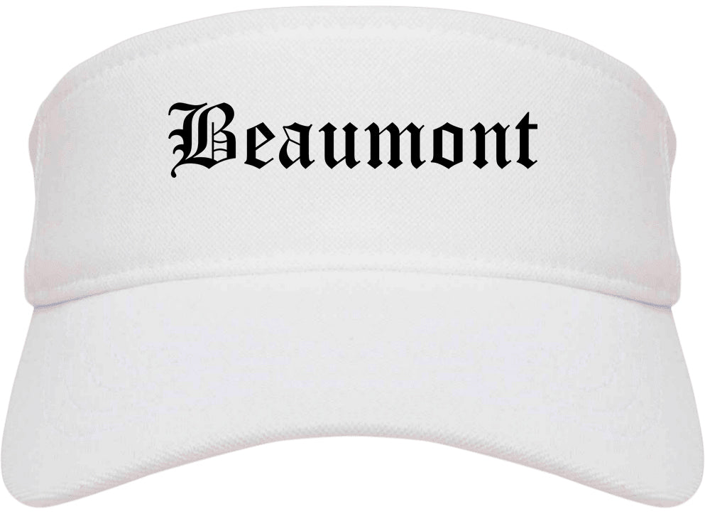 Beaumont California CA Old English Mens Visor Cap Hat White