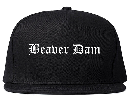 Beaver Dam Wisconsin WI Old English Mens Snapback Hat Black