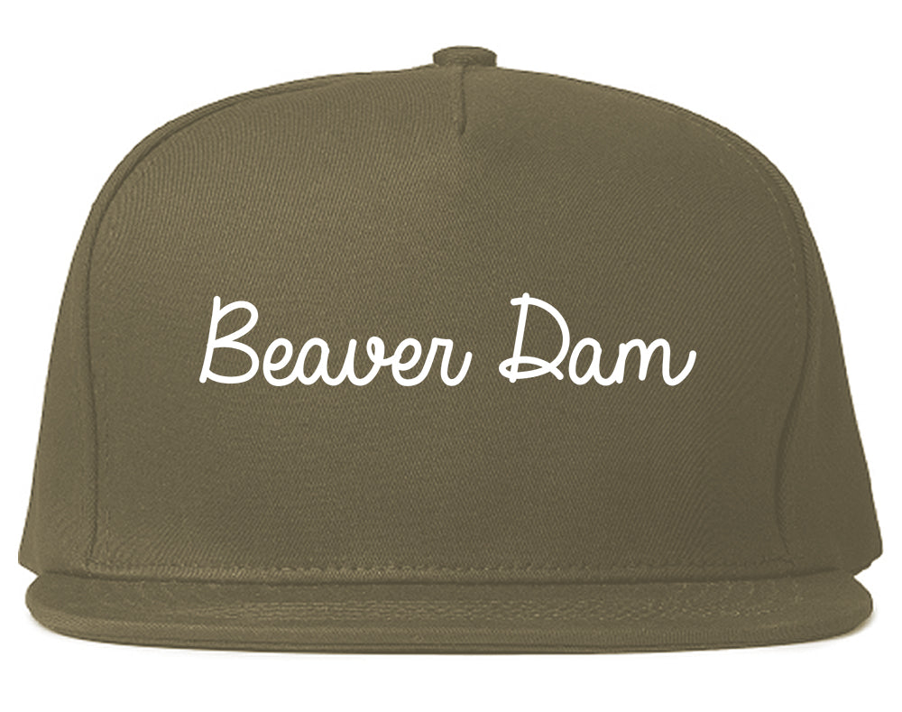 Beaver Dam Wisconsin WI Script Mens Snapback Hat Grey