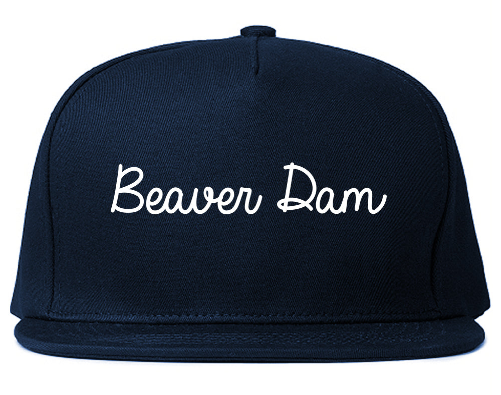 Beaver Dam Wisconsin WI Script Mens Snapback Hat Navy Blue