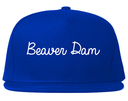 Beaver Dam Wisconsin WI Script Mens Snapback Hat Royal Blue