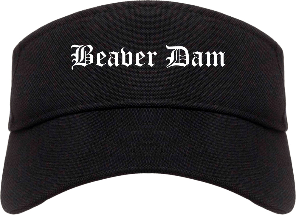 Beaver Dam Wisconsin WI Old English Mens Visor Cap Hat Black