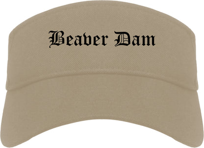 Beaver Dam Wisconsin WI Old English Mens Visor Cap Hat Khaki