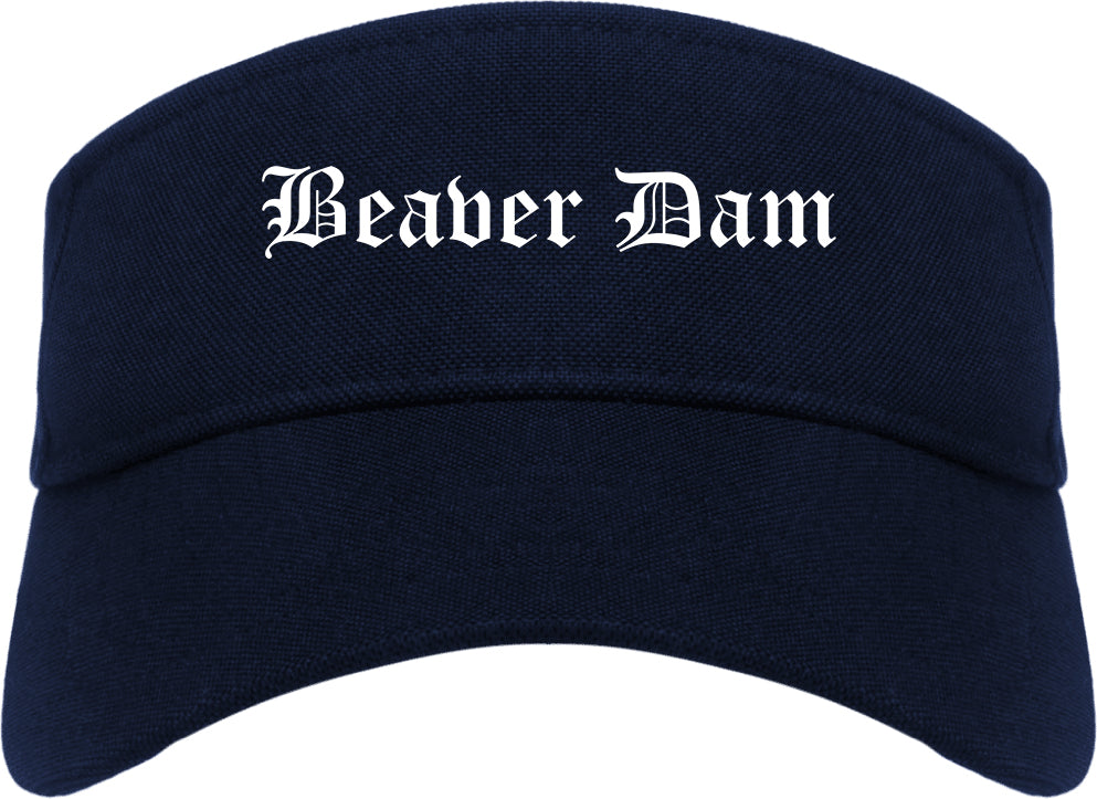 Beaver Dam Wisconsin WI Old English Mens Visor Cap Hat Navy Blue