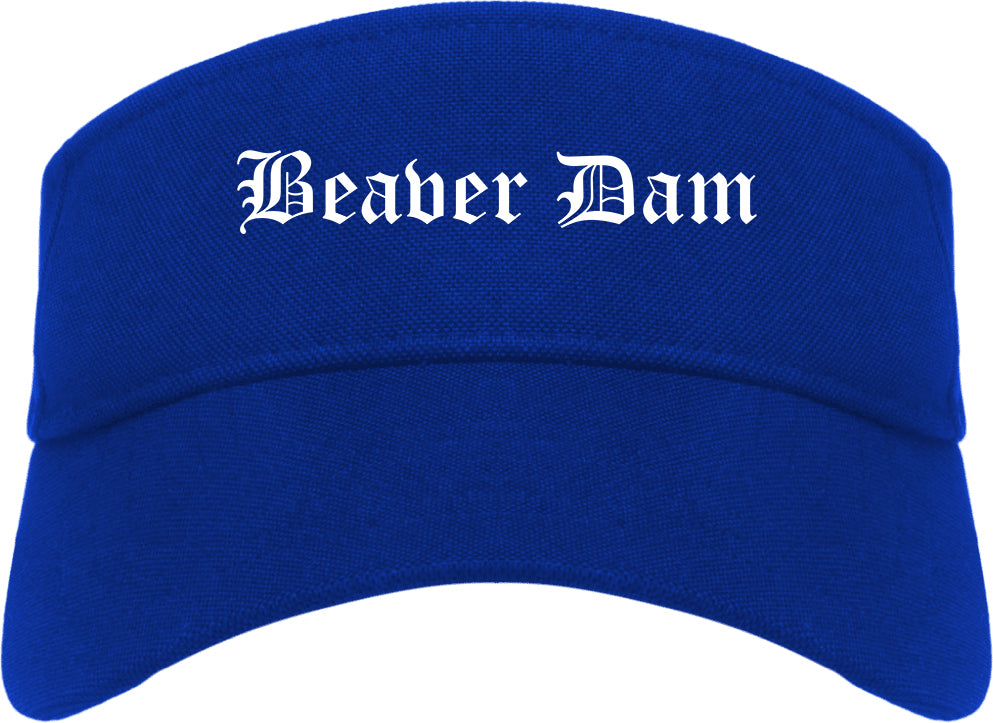 Beaver Dam Wisconsin WI Old English Mens Visor Cap Hat Royal Blue