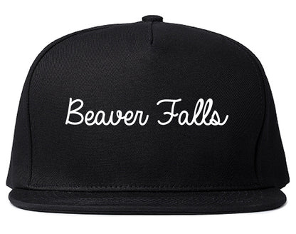 Beaver Falls Pennsylvania PA Script Mens Snapback Hat Black