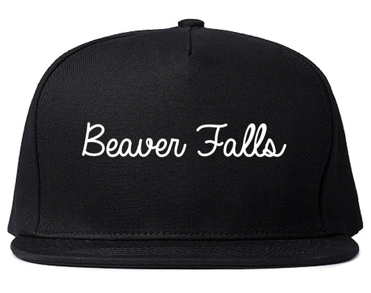 Beaver Falls Pennsylvania PA Script Mens Snapback Hat Black
