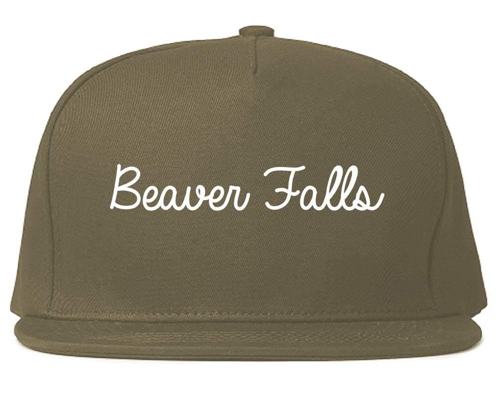 Beaver Falls Pennsylvania PA Script Mens Snapback Hat Grey