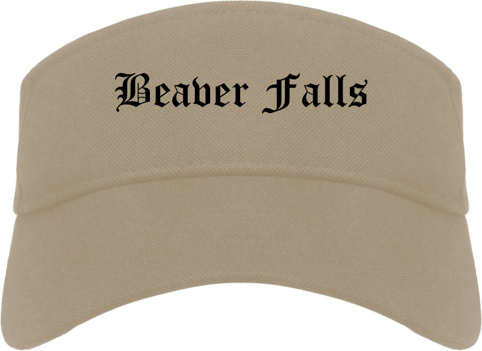 Beaver Falls Pennsylvania PA Old English Mens Visor Cap Hat Khaki