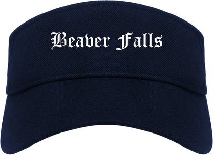 Beaver Falls Pennsylvania PA Old English Mens Visor Cap Hat Navy Blue