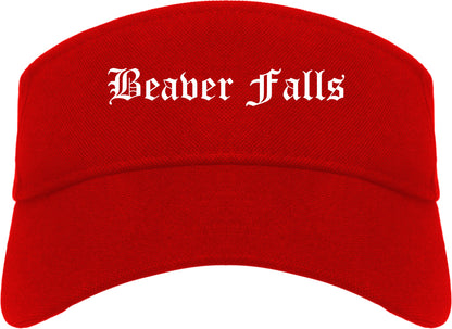 Beaver Falls Pennsylvania PA Old English Mens Visor Cap Hat Red