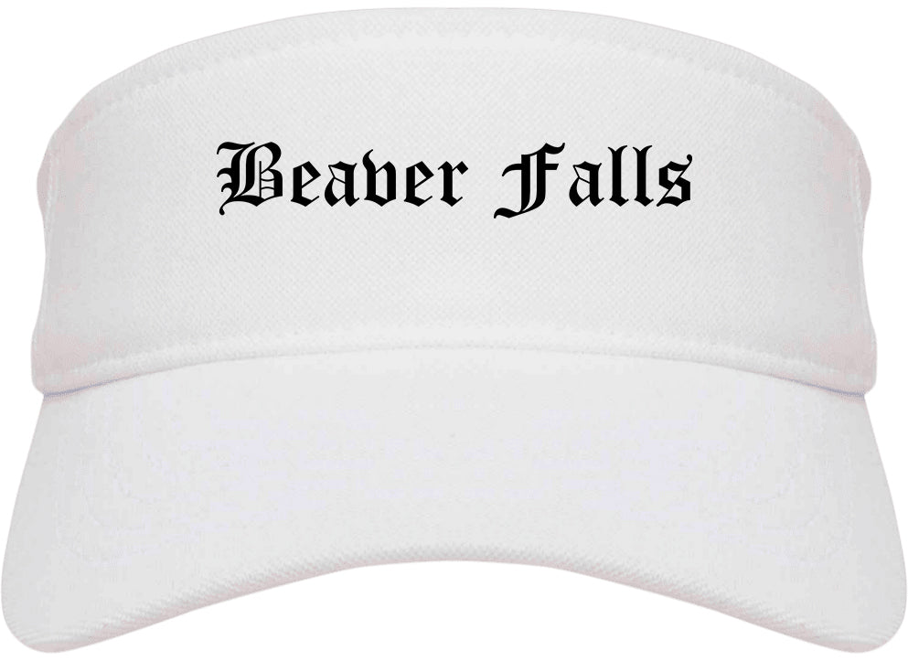 Beaver Falls Pennsylvania PA Old English Mens Visor Cap Hat White