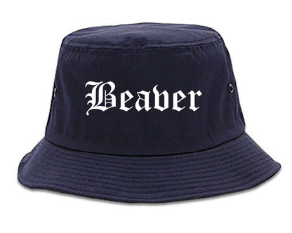 Beaver Pennsylvania PA Old English Mens Bucket Hat Navy Blue