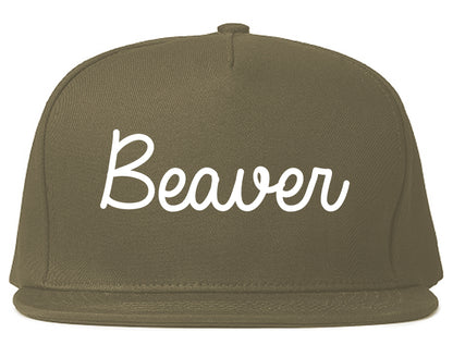 Beaver Pennsylvania PA Script Mens Snapback Hat Grey