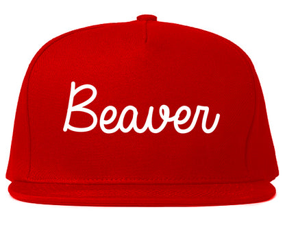 Beaver Pennsylvania PA Script Mens Snapback Hat Red