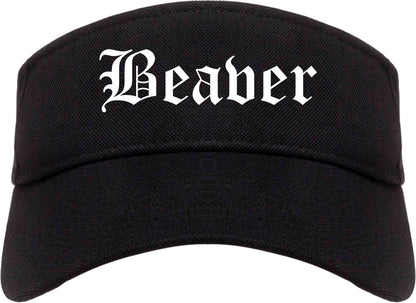 Beaver Pennsylvania PA Old English Mens Visor Cap Hat Black