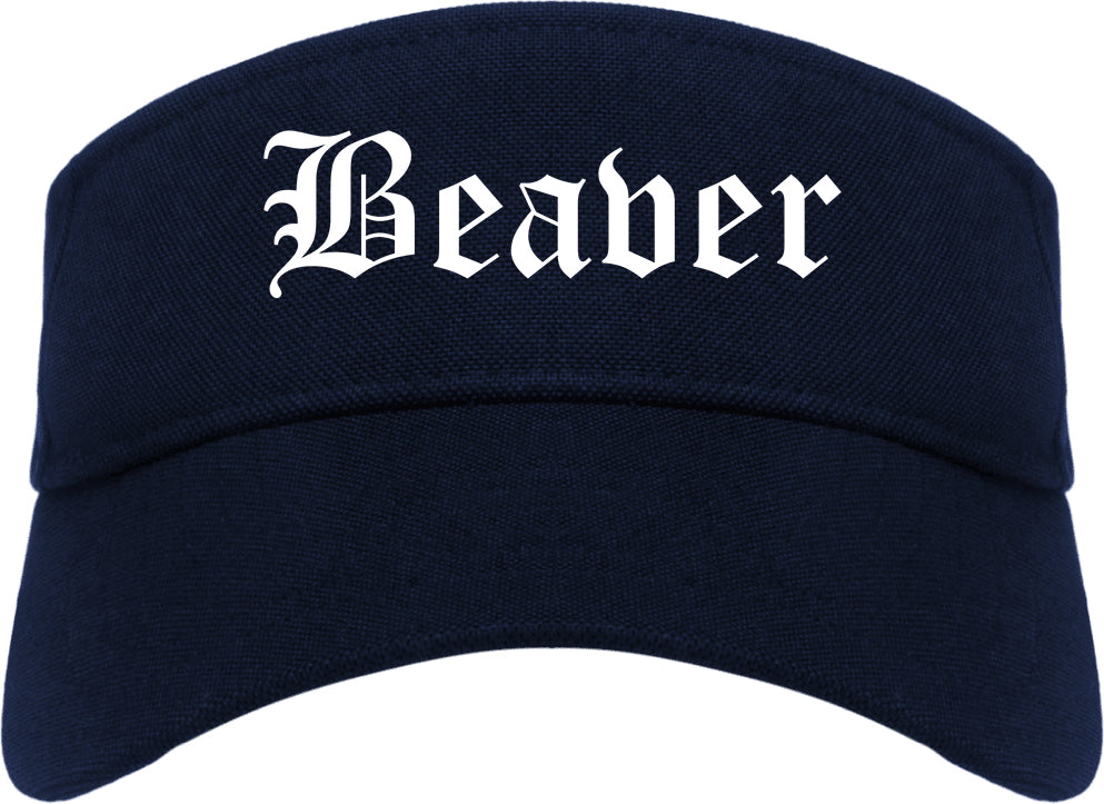 Beaver Pennsylvania PA Old English Mens Visor Cap Hat Navy Blue