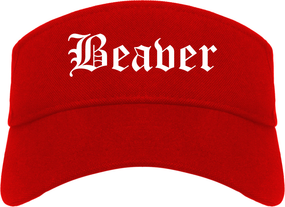 Beaver Pennsylvania PA Old English Mens Visor Cap Hat Red