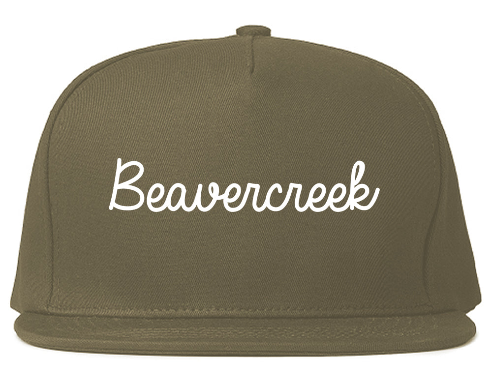 Beavercreek Ohio OH Script Mens Snapback Hat Grey