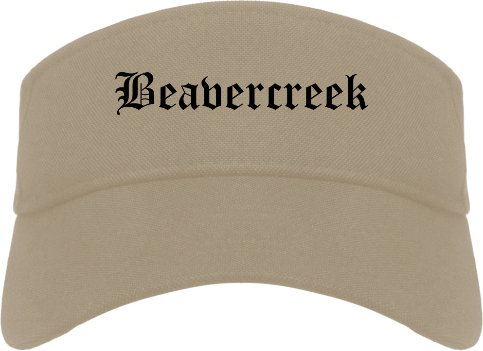 Beavercreek Ohio OH Old English Mens Visor Cap Hat Khaki