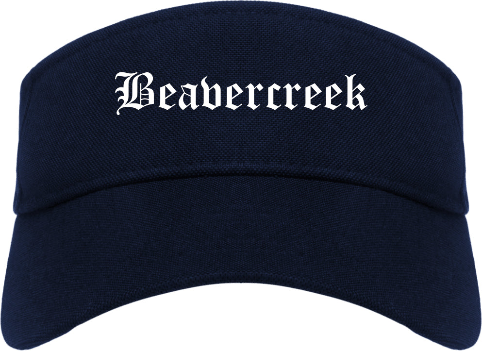 Beavercreek Ohio OH Old English Mens Visor Cap Hat Navy Blue