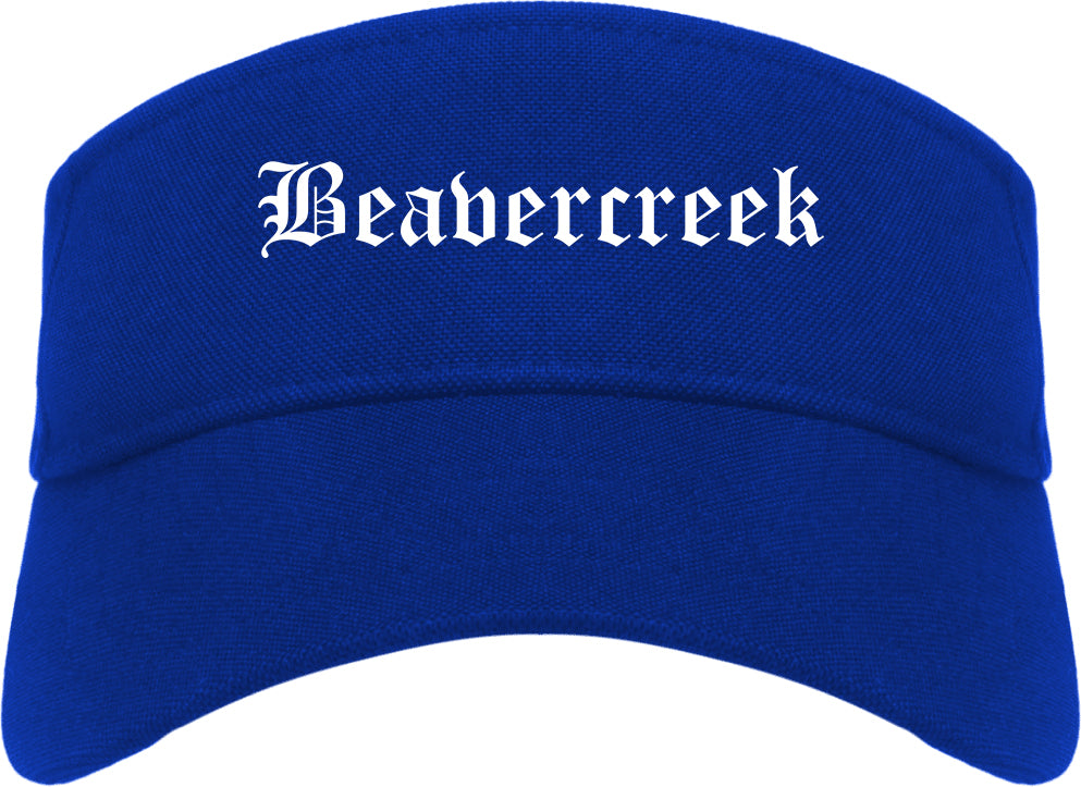 Beavercreek Ohio OH Old English Mens Visor Cap Hat Royal Blue