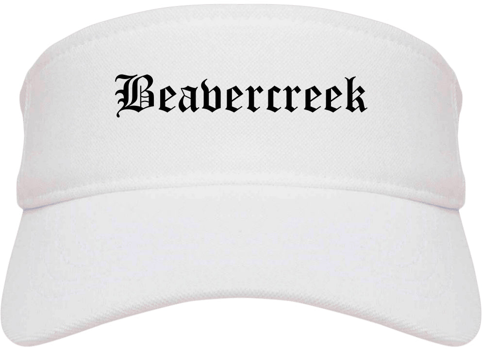 Beavercreek Ohio OH Old English Mens Visor Cap Hat White