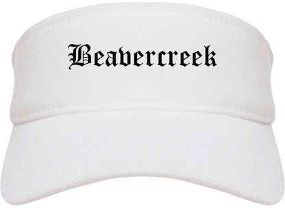 Beavercreek Ohio OH Old English Mens Visor Cap Hat White