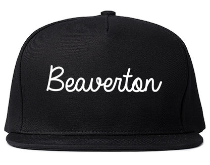 Beaverton Oregon OR Script Mens Snapback Hat Black