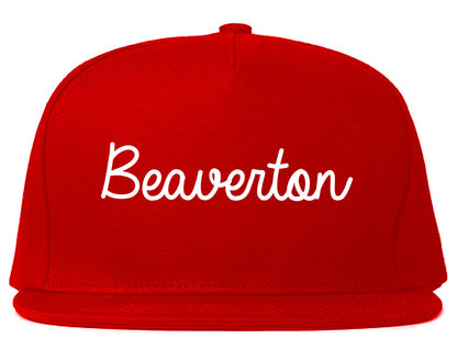 Beaverton Oregon OR Script Mens Snapback Hat Red