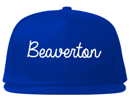 Beaverton Oregon OR Script Mens Snapback Hat Royal Blue