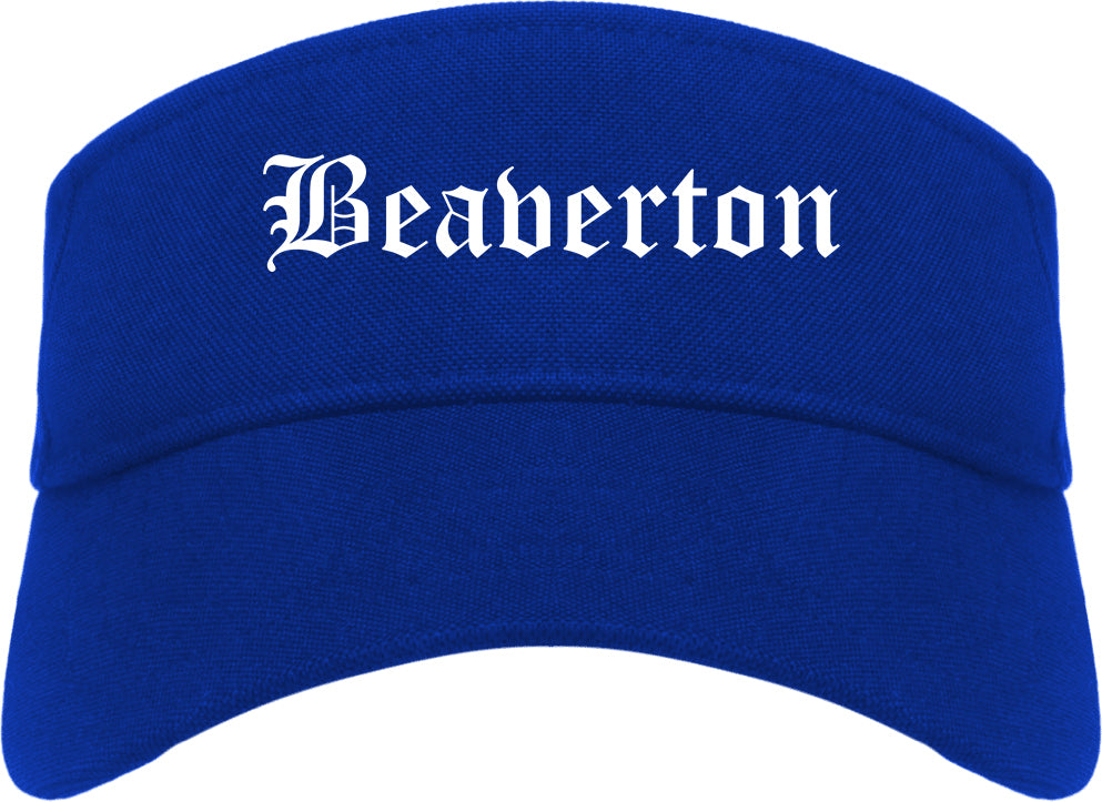 Beaverton Oregon OR Old English Mens Visor Cap Hat Royal Blue