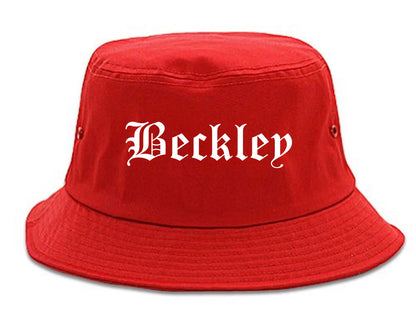 Beckley West Virginia WV Old English Mens Bucket Hat Red
