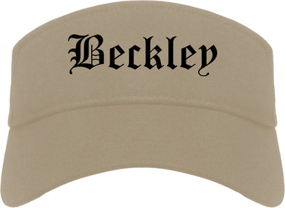 Beckley West Virginia WV Old English Mens Visor Cap Hat Khaki