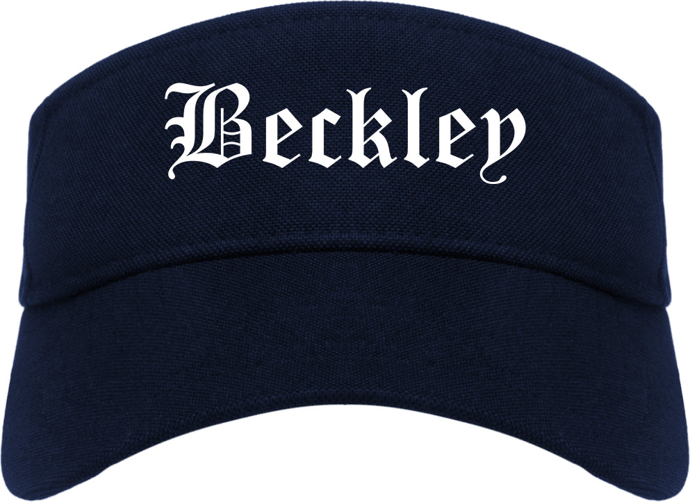 Beckley West Virginia WV Old English Mens Visor Cap Hat Navy Blue