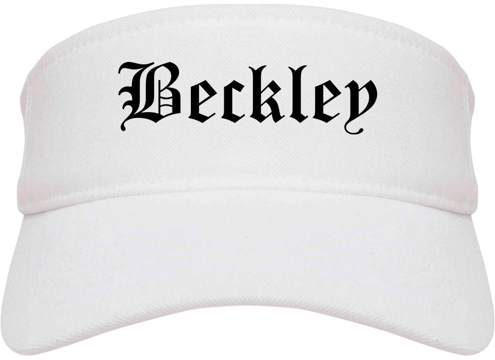 Beckley West Virginia WV Old English Mens Visor Cap Hat White