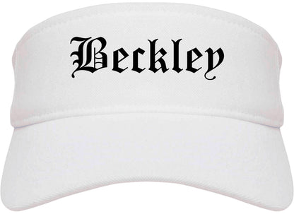 Beckley West Virginia WV Old English Mens Visor Cap Hat White