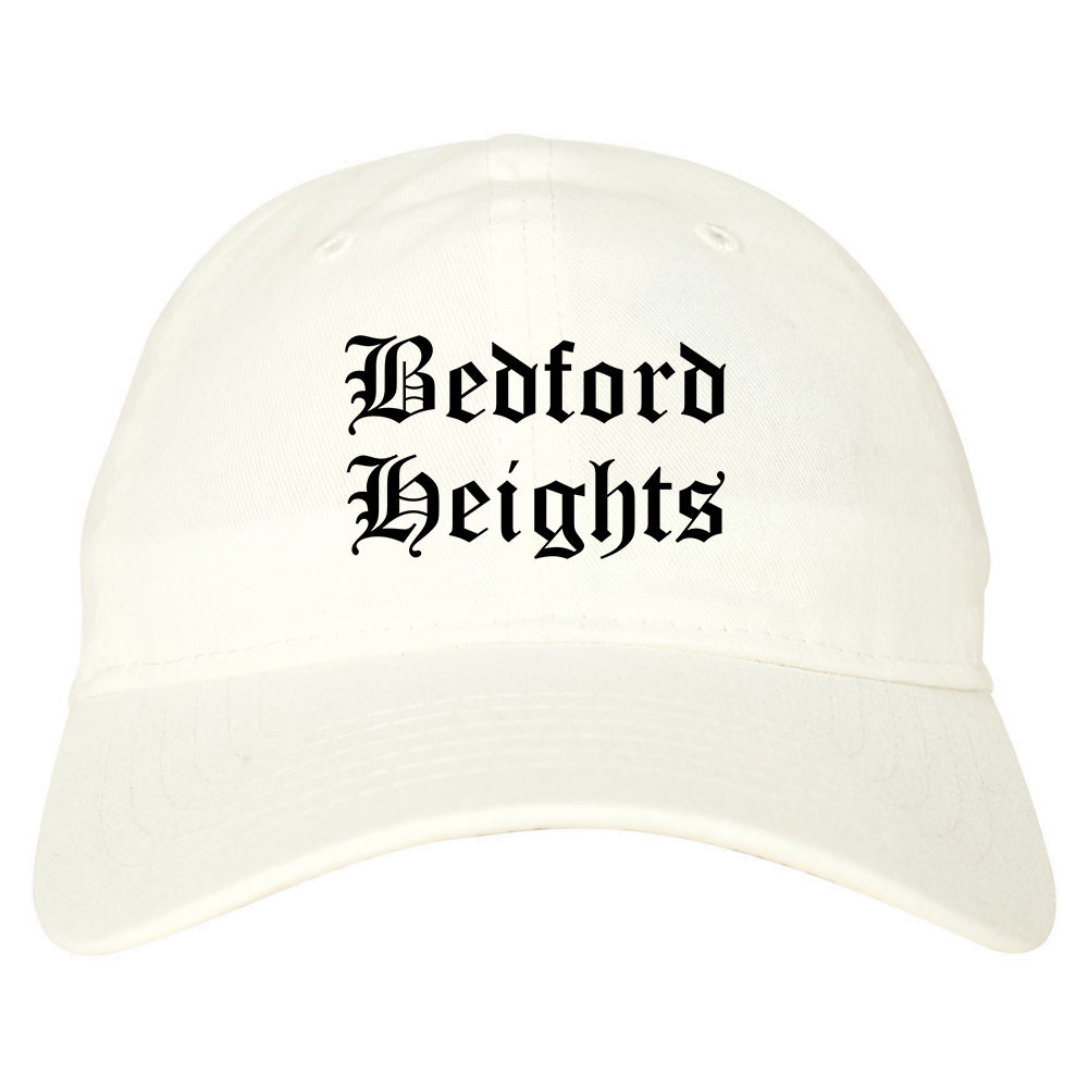 Bedford Heights Ohio OH Old English Mens Dad Hat Baseball Cap White